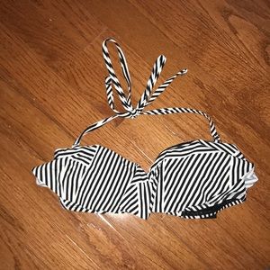 black and white striped bikini top
